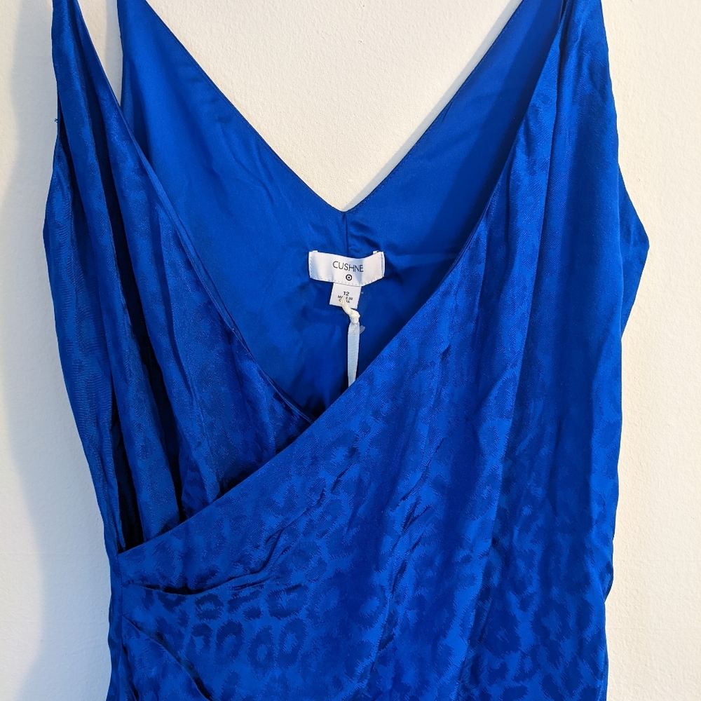 NWT Leopard Print Wrap Slip Dress, Cushnie for Target, Royal Blue, size 12